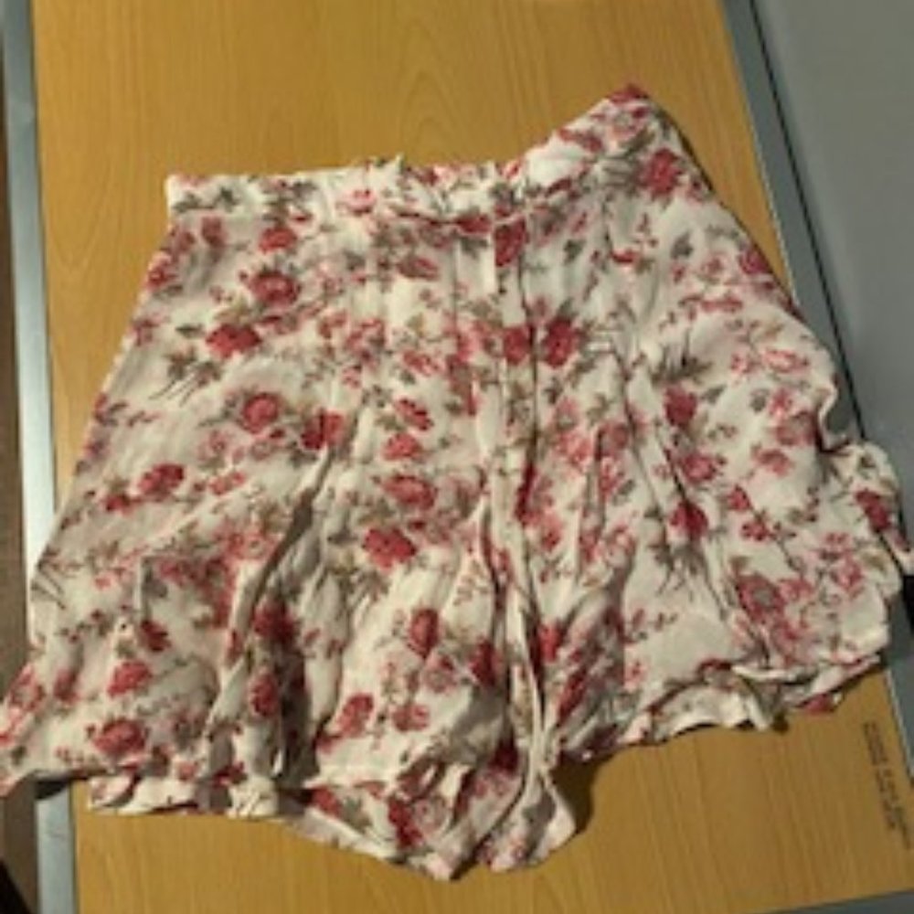 Reformation Floral High Waist Shorts - Pink and Cream